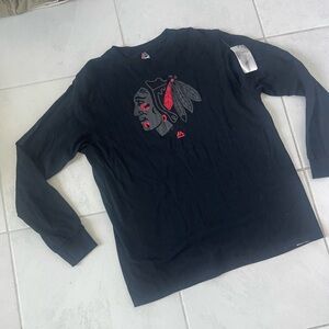 Majestic NHL Chicago Black Blackhawks Longsleeve Shirt Size XLarge NEW WITH TAGS